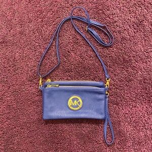 Michael Kors Royal Blue Crossbody Bag with Gold Accents